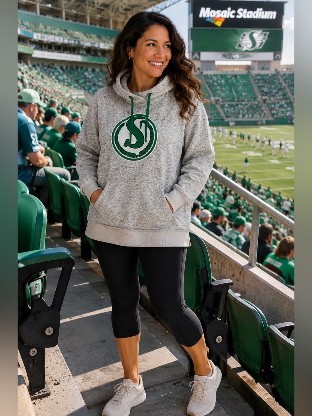 Reebok Gray Heather Pullover Hoodie with Green 'S' Crest